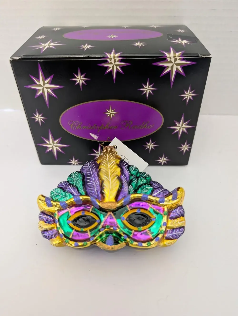 Christopher Radko Mask Mystique 2002 Mardi Gras Glass Ornament Boxed 1010016